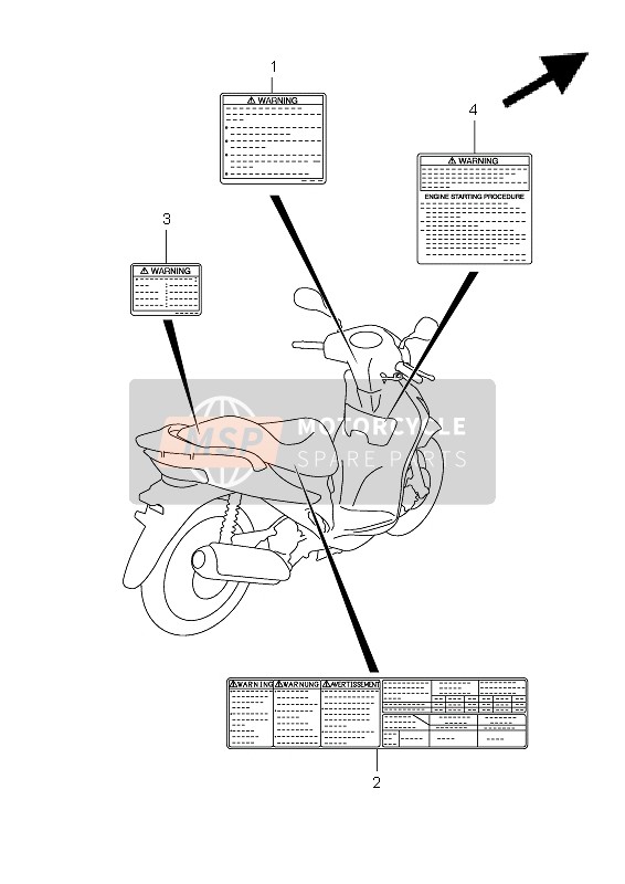 Suzuki UX125 SIXTEEN 2011 Label (P2) for a 2011 Suzuki UX125 SIXTEEN